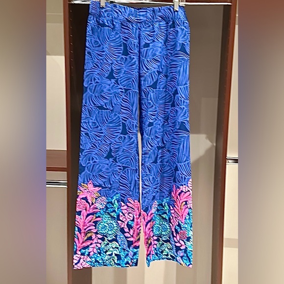 Lilly Pulitzer Bal Harbour Palazzo Pants. Size S in Aegean Navy  Calypo Coast - Picture 4 of 7